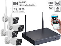 VisorTech Funk-Überwachungs-Set mit HDD-Rekorder und 4 Full-HD-Kameras, App; Überwachungskameras (Funk) 