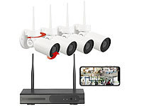 VisorTech Funk-Überwachungssystem mit HDD-Rekorder, 4 PT-Kameras, App, H.265; Überwachungskameras (Funk) 