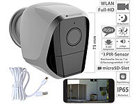 VisorTech Full-HD-IP-Überwachungskamera mit App, IR-Nachtsicht, PIR-Sensor, IP65; Überwachungskameras (Funk) Überwachungskameras (Funk) 