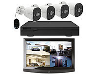 VisorTech Überwachungssystem mit HDD-Rekorder & 4 IP-Kameras, Super HD, PoE, App; Überwachungskameras (Funk) 