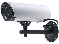 VisorTech Profi-Überwachungskamera-Attrappe Alu-Gehäuse mit LED; GSM-Funk-Alarmanlagen 
