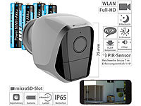 VisorTech Full-HD-IP-Überwachungskamera mit App, 4 Akkus; Überwachungskameras (Funk) Überwachungskameras (Funk) 