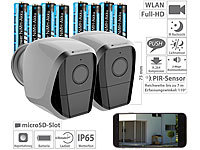 VisorTech 2er-Set Full-HD-IP-Überwachungskameras, 8 Akkus; Überwachungskameras (Funk) Überwachungskameras (Funk) 