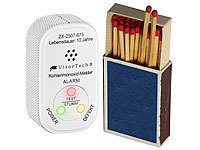 VisorTech Mini-Kohlenmonoxid-Melder mit 10-Jahres-Batterie, DIN EN 50291-1; Funk-Rauchmelder 