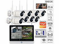 VisorTech Funk-Überwachungssystem mit Display, HDD-Rekorder, 8 IP-Kameras, 1 TB; Netzwerk-Überwachungssysteme mit HDD-Recorder & IP-Kameras Netzwerk-Überwachungssysteme mit HDD-Recorder & IP-Kameras 