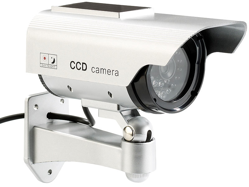Dummy Kamera Kameraattrappe mit Schwenkmotor und Bewegungserkennung LED Attrappe 