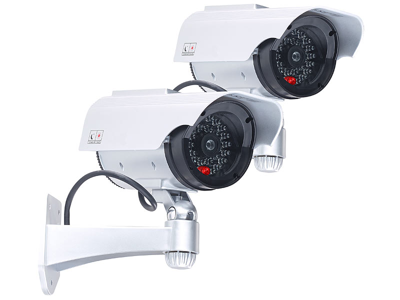 Videokamera Attrappen LED Batteriebetrieb Outdoor Überwachungs Kamera Blinklicht 