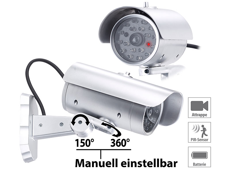 6.80€/1st 2x Dummy Überwachungskamera Video Kamera wireless Attrappe in-/ou 
