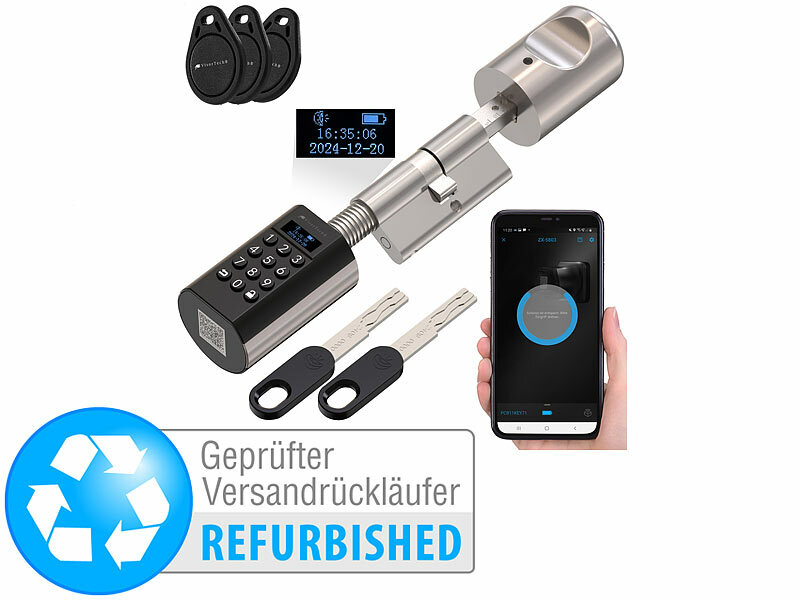 ; Elektronische Tür-Schließzylinder mit Fingerabdruck-Sensor und Tansponder Elektronische Tür-Schließzylinder mit Fingerabdruck-Sensor und Tansponder 