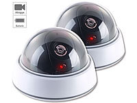 VisorTech 2er-Set Dome-Überwachungskamera-Attrappen, durchsichtiger Kuppel, LED
