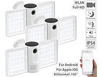 VisorTech 3er-Set Full-HD-IP-Überwachungskameras mit LED-Strahler, WLAN, App; GSM-Funk-Alarmanlagen GSM-Funk-Alarmanlagen GSM-Funk-Alarmanlagen 