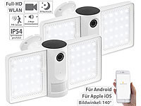 VisorTech 2er-Set Full-HD-IP-Überwachungskameras mit LED-Strahler, WLAN, App; Überwachungskameras (Funk) Überwachungskameras (Funk) 