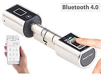 VisorTech Elektronischer Tür-Schließzylinder mit Fingerprint-Scanner & Bluetooth; Sicherheits-Türbeschläge mit Fingerabdruck-Scanner und Transponder 