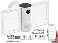 VisorTech Full-HD-IP-Überwachungskamera, LED-Strahler, WLAN, App, für Echo Show; Akkubetriebene IP-Full-HD-Überwachungskameras mit Apps 