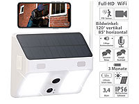 VisorTech Kabellose WLAN-IP-Kamera mit Flutlicht, Full HD, Solarpanel, App, weiß; Netzwerk-Überwachungssysteme mit Rekorder, Kamera, Personenerkennung und App, Akkubetriebene IP-Full-HD-Überwachungskameras mit Apps Netzwerk-Überwachungssysteme mit Rekorder, Kamera, Personenerkennung und App, Akkubetriebene IP-Full-HD-Überwachungskameras mit Apps 