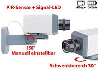 VisorTech Überwachungskamera-Attrappe mit Motor, Bewegungssensor und Signal-LED; Überwachungskameras (Funk) Überwachungskameras (Funk) 
