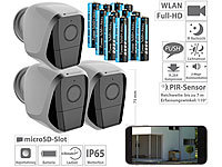 VisorTech 3 caméras de surveillance IP Full HD avec 12 accus; Kamera-Attrappen Kamera-Attrappen Kamera-Attrappen Kamera-Attrappen 
