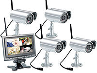 VisorTech Kabelloses Überwachungssystem mit 4 IR-Funk-Kameras, PIR-Sensor
