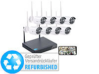 VisorTech Funk-Überwachungssystem, HDD-Recorder & 8 IP-Cams (Versandrückläufer); Kamera-Attrappen 