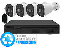 VisorTech Überwachungssystem mit HDD-Rekorder & 4 IP-Kameras, Versandrückläufer; Kamera-Attrappen 