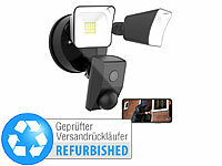 VisorTech 2K-Kamera mit 2 LED-Strahlern, 2.400lm, Sirene, Versandrückläufer; Kamera-Attrappen 