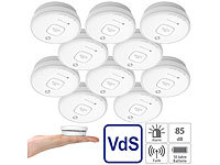 VisorTech 10er-Set fotoelektrische Rauchwarnmelder, 10-J.-Batterie, 85 dB, VdS; Rauchmelder, Kohlenmonoxidmelder Rauchmelder, Kohlenmonoxidmelder 