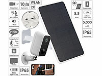 VisorTech Outdoor-2K-Kamera mit Solar-Powerbank, WLAN, App, IP65