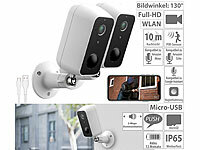 VisorTech 2er-Set Outdoor-IP-Überwachungskamera, Full HD, WLAN & App, Akku, IP65