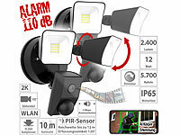 VisorTech 2er-Set 2K-Kamera, 2 LED-Strahler, 2.400lm, Sirene, WLAN, App; Überwachungskameras (Funk) Überwachungskameras (Funk) Überwachungskameras (Funk) 