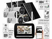 VisorTech Funk-Überwachungs-Set: Rekorder mit 4x 2K-Solar-Kamera, PIR, App; Überwachungskameras (Funk) Überwachungskameras (Funk) 