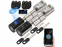 VisorTech Fingersensor Türschloss, Türschloss Fingerabdruck Haustür; Tür-Schließzylinder mit Apps, Transponder-Schlüsseln & Zahlen-Codes Tür-Schließzylinder mit Apps, Transponder-Schlüsseln & Zahlen-Codes Tür-Schließzylinder mit Apps, Transponder-Schlüsseln & Zahlen-Codes 