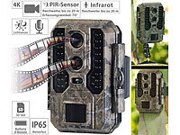 VisorTech 4K-Wildkamera mit Dual-Linse, IR-Nachtsicht, inkl. Akku-Solarpanel; Überwachungskameras (Funk) Überwachungskameras (Funk) 