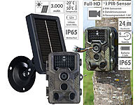 VisorTech Full-HD-Wildkamera mit 3 PIR-Sensoren, inkl. Akku-Solarpanel; Überwachungskameras (Funk) Überwachungskameras (Funk) 