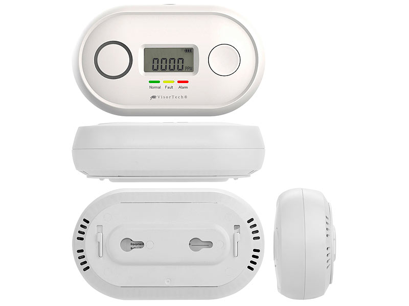 85 dB Alarm EN 50291 VisorTech Kohlenmonoxidmelder: Digitaler Kohlenmonoxid-Melder LCD-Display Kohlenmonoxid Warnmelder