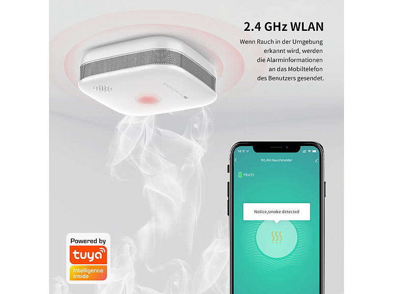 VisorTech Détecteur de fumée design connecté RWM-190.app