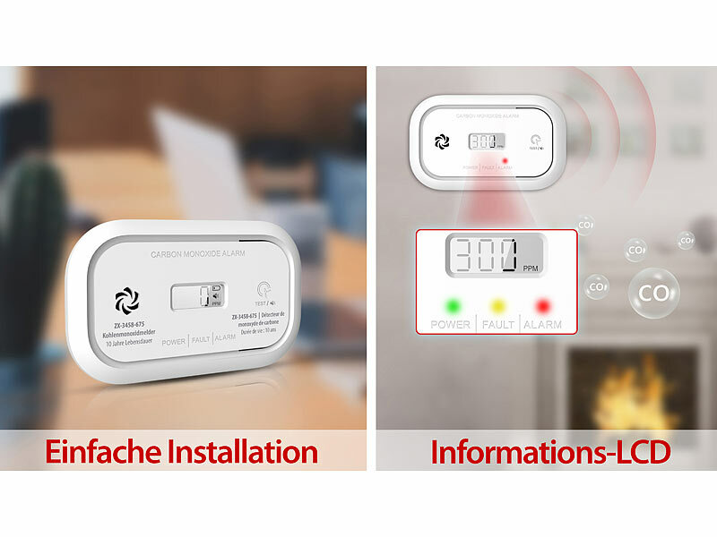Kohlenmonoxid Melder CO2 Melder CO Melder Warnmelder LCD Display