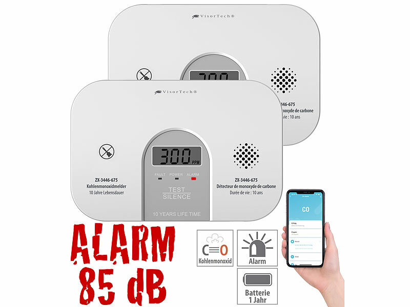 VisorTech Gasmelder WiFi: WLAN-Multi-Gasmelder für