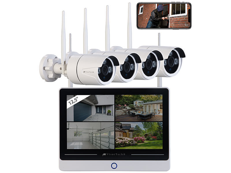 Kit Caméra de Surveillance Sans Fil avec Enregistrement + Moniteur