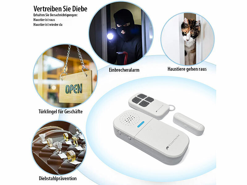 VisorTech Türalarm: 3er-Set Mini-Tür- und Fensteralarme, 95 db, 2 Jahre  Batterielaufzeit: : Baumarkt